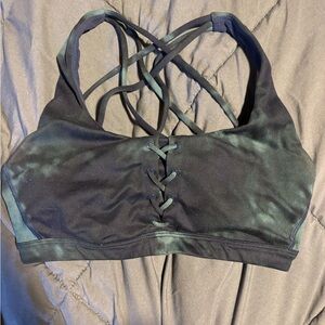 Victoria's Secret Strappy back green and navy blue tie-dye sports bra